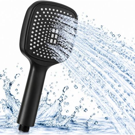 Soffione Doccia Doccetta in ABS Alta Pressione 12cm universale 1/2" Nero Opaco (1/5)