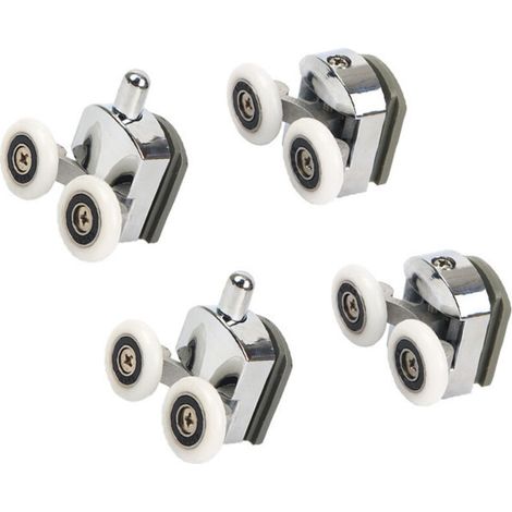 Juego de 4 ruedas para mampara de ducha - Dos ruedas - Ovaladas - Mariposa (23 mm)