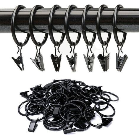 Curtain rings with clips - NAMOTU - 38 mm - Metal - Set of 20 - Assorted colors