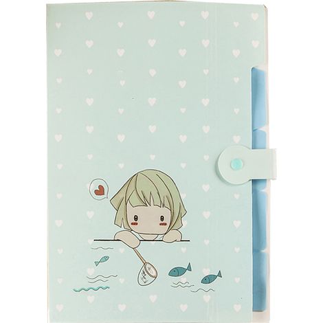 Classeur Décoratif Couleur Pastel PP Expansible Mécanique avec Fermoir, Bleu Fille, Pochette à Rabats pour Documents (1/5)