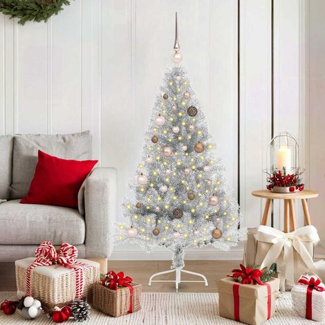 vidaXL Árbol de Navidad Artificial Preiluminado Plateado 150 cm PET (1/5)