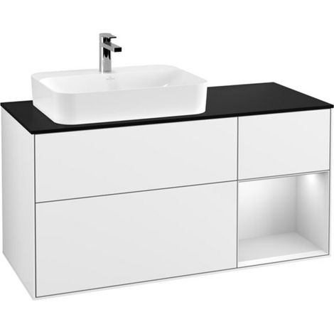 V&B Waschtischunterschrank Wandbeleuchtung Finion 120cm, Pl b m, Rg r w m Lac, glo wh. Lac (1/2)