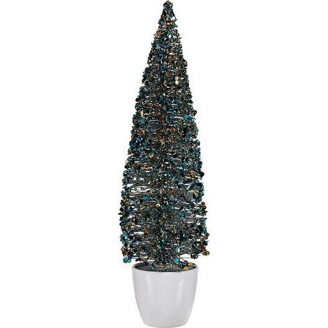 Weihnachtsbaum Krist+ Blau Gold Kunststoff 10 x 38 x 10 cm