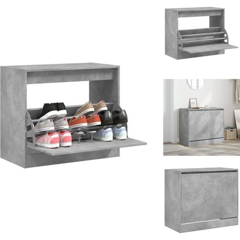 Armoire à chaussures gris béton 80x42x69 cm bois d'ingénierie - Meuble Chaussure - Range Chaussures - Armoire Chaussures - Rangement Intérieur - Meuble Entrée (1/5)