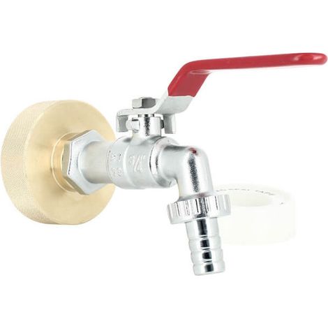 Multicuves – Raccord S60X6 laiton pour cuve à eau 1000L – Robinet à boisseau sphérique 15 mm – Nez dévissable avec brise jet démontable