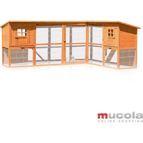 Mucola – Clapier XXL pour lapins en bois massif – 2 étages avec zone de course libre – Résistant aux intempéries – Nettoyage facile