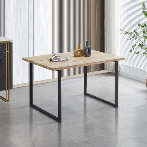 Dining Table,120cm Rectangle Table, Vintage Effect Kitchen Table with Metal legs,Oka