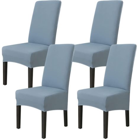 4er-Set Stuhlhussen für Esszimmerstühle (Grau und Blau), Stretch-Stuhlbezug, universeller großer Stuhlbezug, leicht zu reinigen für Esszimmer-Wohnzimmer-Dekor