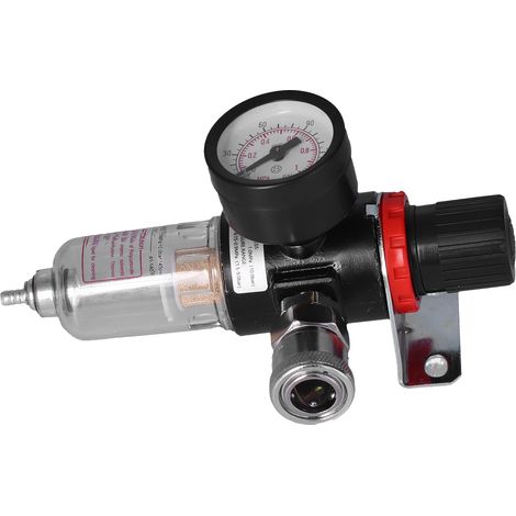 1/4-Zoll-Luftkompressor-Wasser- und Ölabscheider, Feuchtigkeitsfilter mit Manometer und Druckregler, Druckluftreiniger. (1/5)