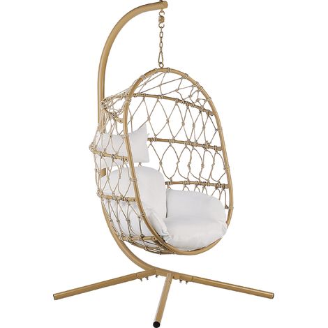 Silla colgante con soporte beige blanco cojín suave sala de estar exterior Adria (1/5)