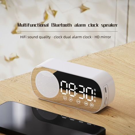 2-in-1 alarm clock and Bluetooth speaker with LED display, smart Bluetooth audio alarm clock radio for bedroom