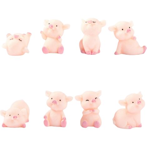 Mini Cochon - Décor En Résine - Ornement De Table Et Intérieur - 8 Pièces (1/5)