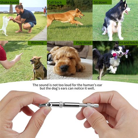 Sifflet porte-clés portable pour chien, sifflet ultrasonique bicolore anti-aboiements, sifflet de dressage (1/5)