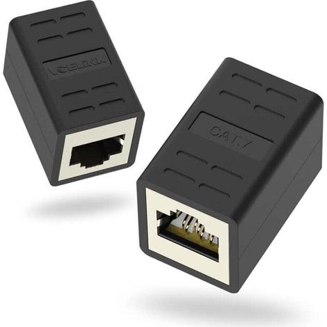 Shielded RJ45 Ethernet cable, extension, hembra to hembra connector, Cat7/Cat6A/Cat6/Cat5E, pack of 2 (1/4)