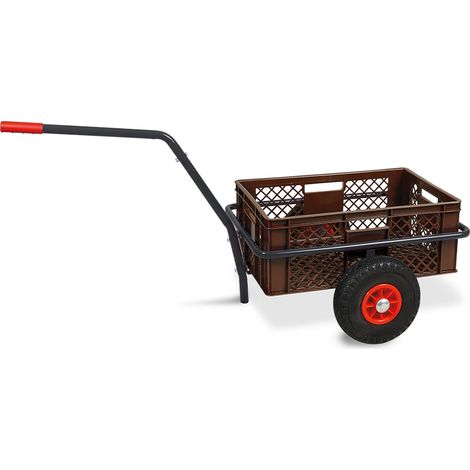 BRB Handwagen mit Kunststoffkorb H 240 mm, LxBxH 1250x640x660 mm, Tragkraft 200 kg (braun)