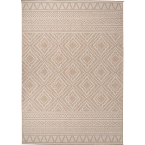 Tapis à tissage plat d'extérieur 140x200 Rayures brunes (1/5)