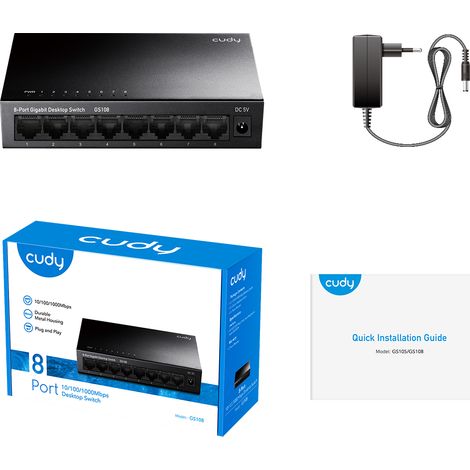 Commutateur réseau Cudy GS108 Gigabit Ethernet (10/100/1000) Noir (1/4)