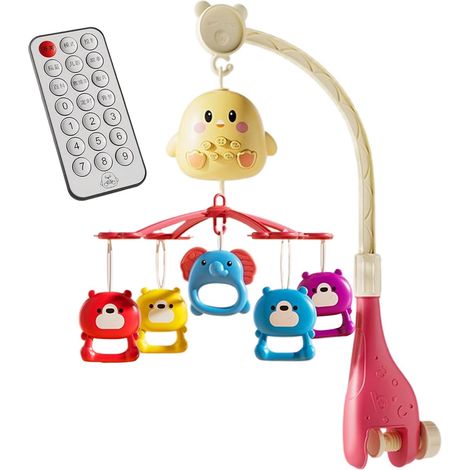 Mobile musical pour berceau Mobile pour bébé avec télécommande – Jouet sucette rotatif portable pour chambre à coucher, lit, poussette de 0 à 18 mois, garçons et filles (1/5)