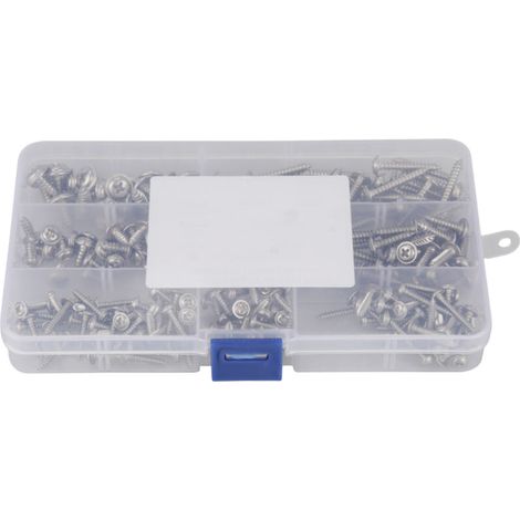 Jeu de 220 vis autotaraudeuses à tête cylindrique cruciforme en acier inoxydable 304 (M3, M4, M5) (1/5)