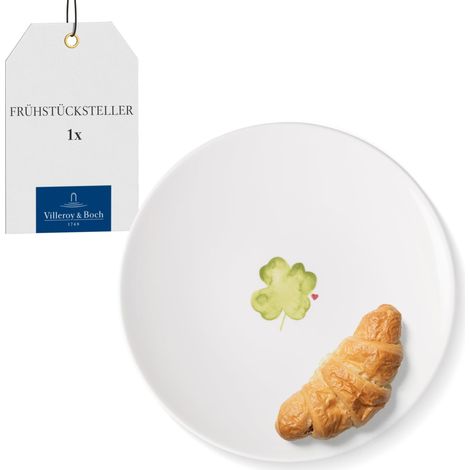 Villeroy & Boch – With Love Piatto da colazione Good Luck, porcellana Premium, piatto piccolo, piatto da insalata, piatto da dessert, lavabile in lavastoviglie e utilizzabile nel microonde (1/5)