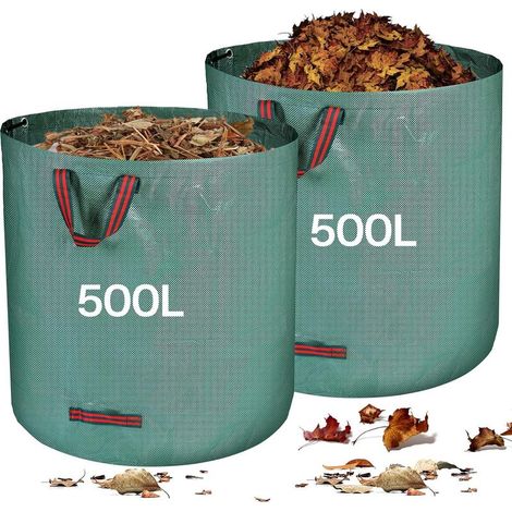 Sac Jardin Dechets Verts Resistant, 2 x 500 l Sac Vegetaux Jardin avec Poignées, Pliables et Réutilisables, en Polypropylène Extrêmement Robuste (PP) (1/5)