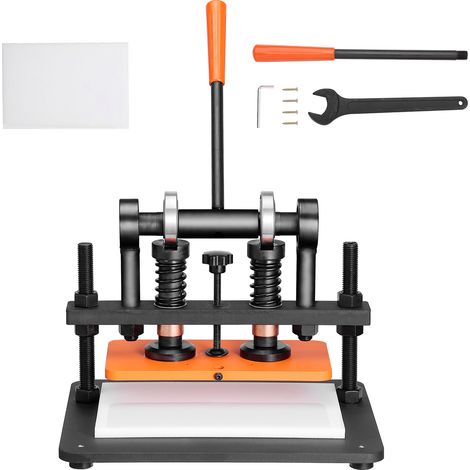 Mophorn Máquina cortadora de cuero, troqueladora manual 10,2 x 4,7 pulgadas, carrera de presión 0,47 pulgadas, ejes de guía dobles duraderos