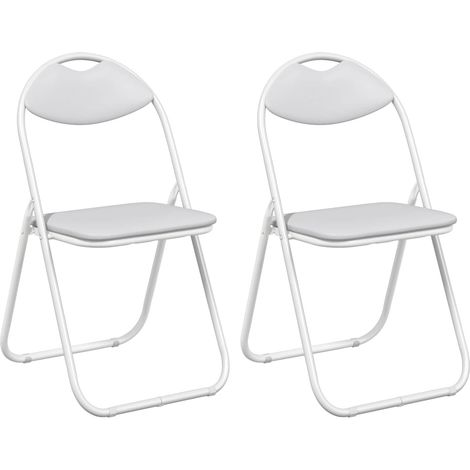 Maison Exclusive - Sedia pieghevole 2 pcs Bianco 48 x 43,5 x 81 cm Pelle Sintetica