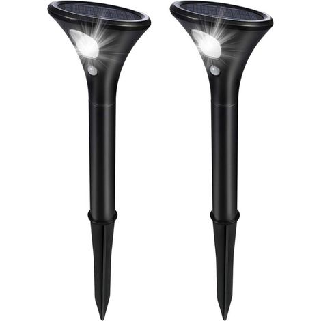 Solar-Gartenleuchten, 2er-Pack mit Bewegungsmelder, IP65 wasserdicht, 2 Modi, Solarbeleuchtung für Garten, Hof, Außenbereich, Weg, Einfahrt