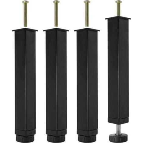 Lot de 4 Pieds pour Sommier à Lattes Métal Pied de Lit à Visser,Hauteur réglable de 0-20 mm,Pied pour Sommier Liaison Pied de Support de Lit Pieds de Meubles sans Perçage (25 cm)