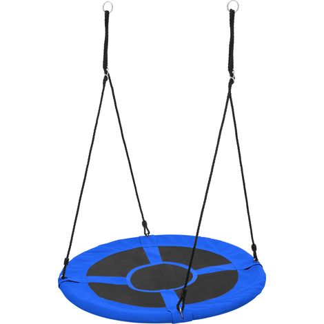ECD Germany Columpio Redondo Infantil Ø100 cm Azul Balancín Nido para Niños y Adultos hasta 150 Kg Regulable en Altura para Interior o Exterior Mecedora de Jardín Asiento Colgante apto para 2 Niños