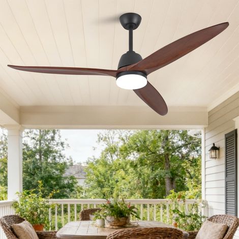REDOM Ventilador de techo moderno, LED de 3 temperaturas, motor DC reversible silencioso, metal y madera negro nogal oscuro (1/5)