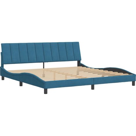 vidaXL Cadre de lit sans matelas Hanko bleu 200x200 cm velours (1/5)