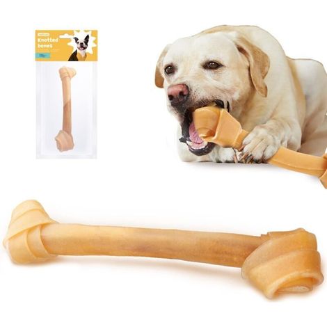 Ulisem Os à mâcher 100 % naturel pour chien, fabriqué en cuir de vache pressé, noué, pour chiens de taille moyenne et grande, 1 pièce de 30 cm/180 g, article à mâcher de qualité sans produits chimique (1/4)