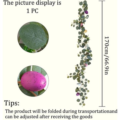 Guirlande De Pâques - Guirlande Artificielle De Verdure De 183 Cm Avec Œufs Colorés Feuilles De Fougère Et Fleurs Délicates - Pour Cheminée Porte Décoration Printanière (1/5)
