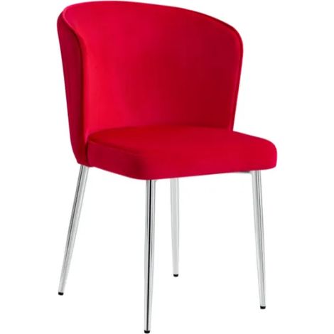 Lot de 4 chaises moderne DIANA chrome velours Fushia (1/3)
