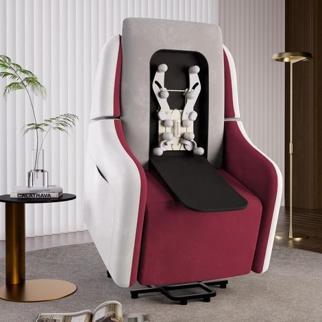 Elektrischer Massagesessel mit Aufstehhilfe, SL-Massage, USB, Rot (1/5)