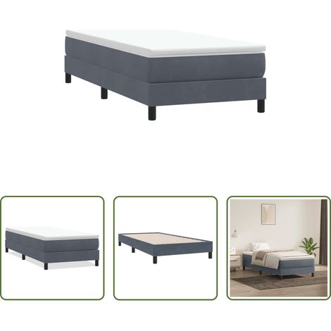 vidaXL Matratze -  Boxspringbett ohne Matratze Dunkelgrau 80x210 cm Samt (1/5)