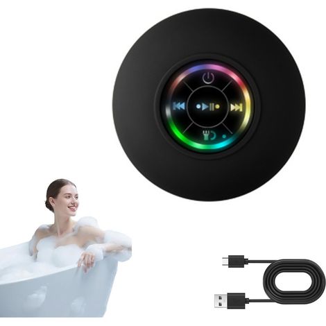 douche LED haut-parleur Bluetooth vasses aspirantes salle de bain imperméable (1/5)