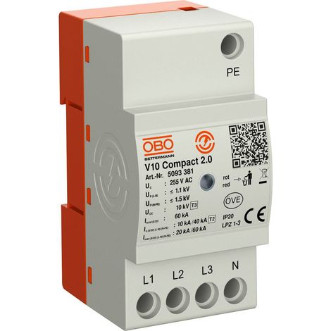 OBO Bettermann Scaricatore di sovratensione V10 Compact 2.0 255V, 5093381
