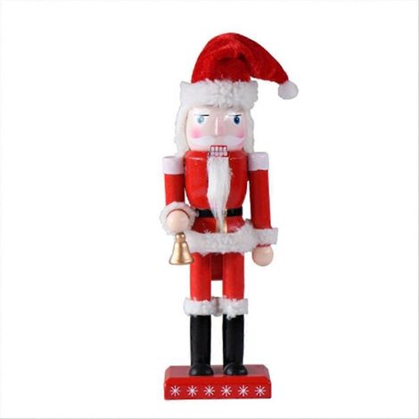 Casse-Noisette Père Noël en Bois Décoratif de Noël, Figurine de Fête Santa Claus, Ornement de Sapin Traditionnel, Décoration de Saison Festive (1/5)