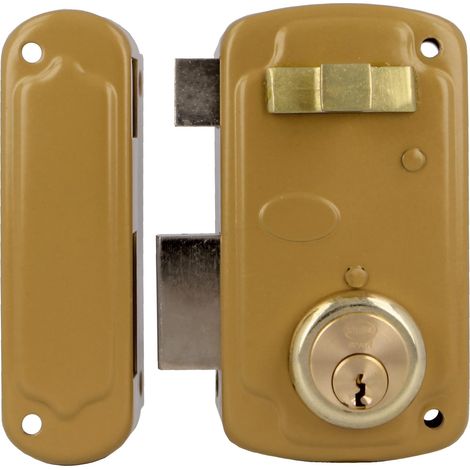 AMIG Serrure en applique et verrous 75U 66 x 120 mm Acier Émaillé or - Gauche (1/5)