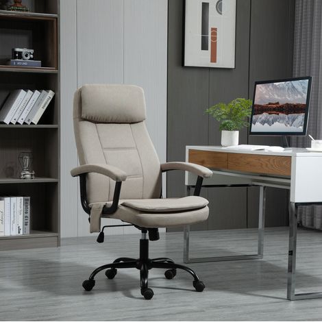Silla de oficina ergonómica con masaje, regulable en altura, función balancín, beige (1/5)