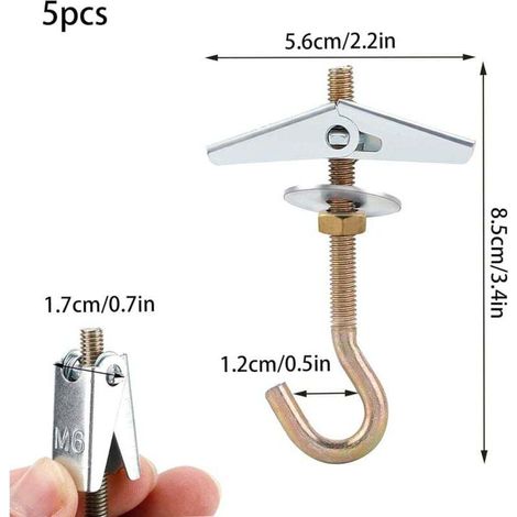Basetbl – Gancio da soffitto in acciaio zincato da 85 mm – Portata 15 kg – Set di 5 ganci per lampade e decorazioni (1/4)