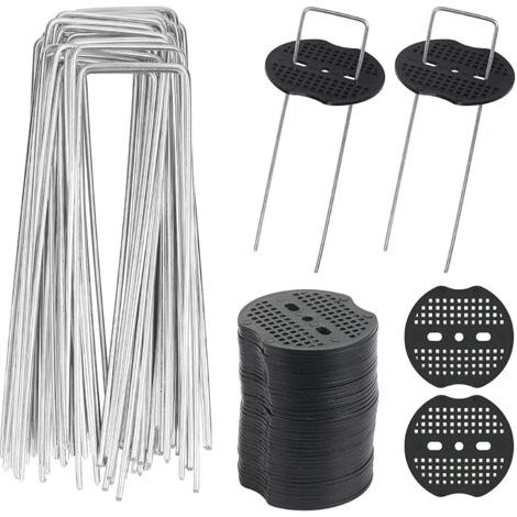 Green Mobility-Lot de 40 piquets de jardin en U – Métal galvanisé 15 x 4 cm – Fixation toile paillage et tapis de sol – Résistants à la rouille - 40pcs (1/5)