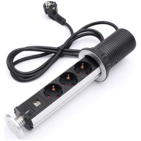 Electrical power socket for worktop, desk, emerging base,USB desk socket hidden desk socket European standard (3 sockets) (1/3)