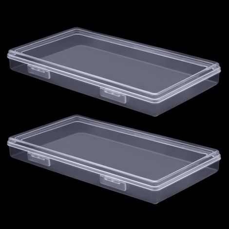Lot de 2 Boite de Rangement Plastique Transparent avec Couvercle pour Perles Bijoux Artisanat Petits Objets