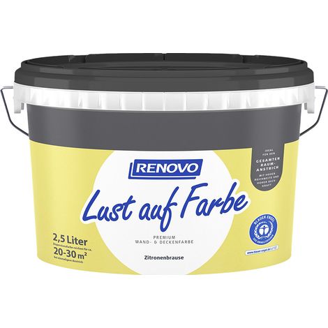 Renovo Wand-und Deckenfarbe Lust auf Farbe matt 2,5 Ltr. Zitronenbrause