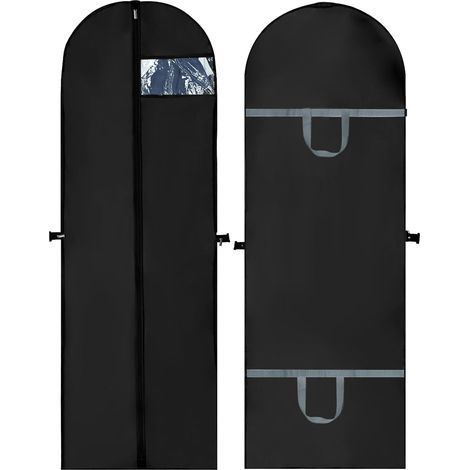 Housses de Vêtements Longues 180 x 60 cm Lot de 2, noir Housse Robe Longue Anti Humidité, Housse Vetements à Suspendre pour costumes, robes, manteaux (1/5)