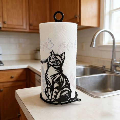 Porte-essuie-tout en forme de chat, support papier cuisine debout, déco maison (1/5)