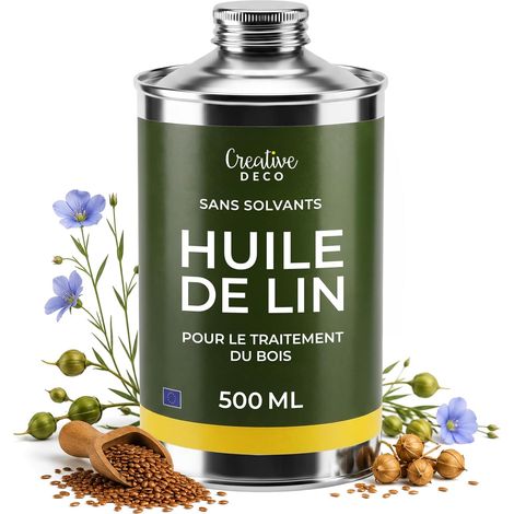 Creative Deco Huile de Lin pour Bois 500 ml avec Cire de Carnauba, Huile Bois Intérieur Extérieur (1/5)